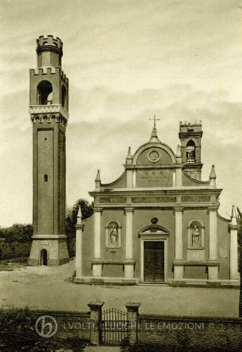 Foto Aurelio Foltran - Cartolina: la chiesa Parrocchiale di Barcon con nuovo campanile.