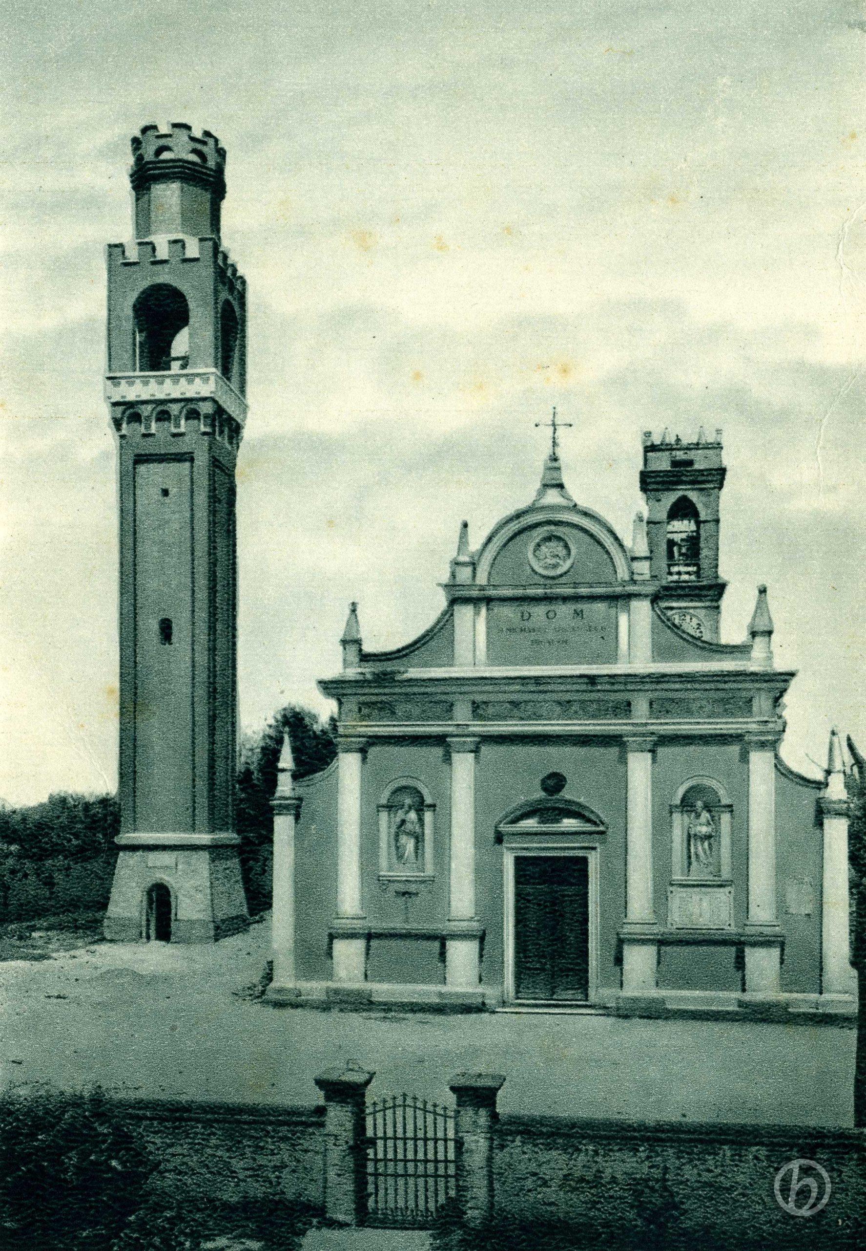 Foto Felice Trinca - Cartolina postale: Chiesa Parrocchiale di Barcon con nuovo campanile