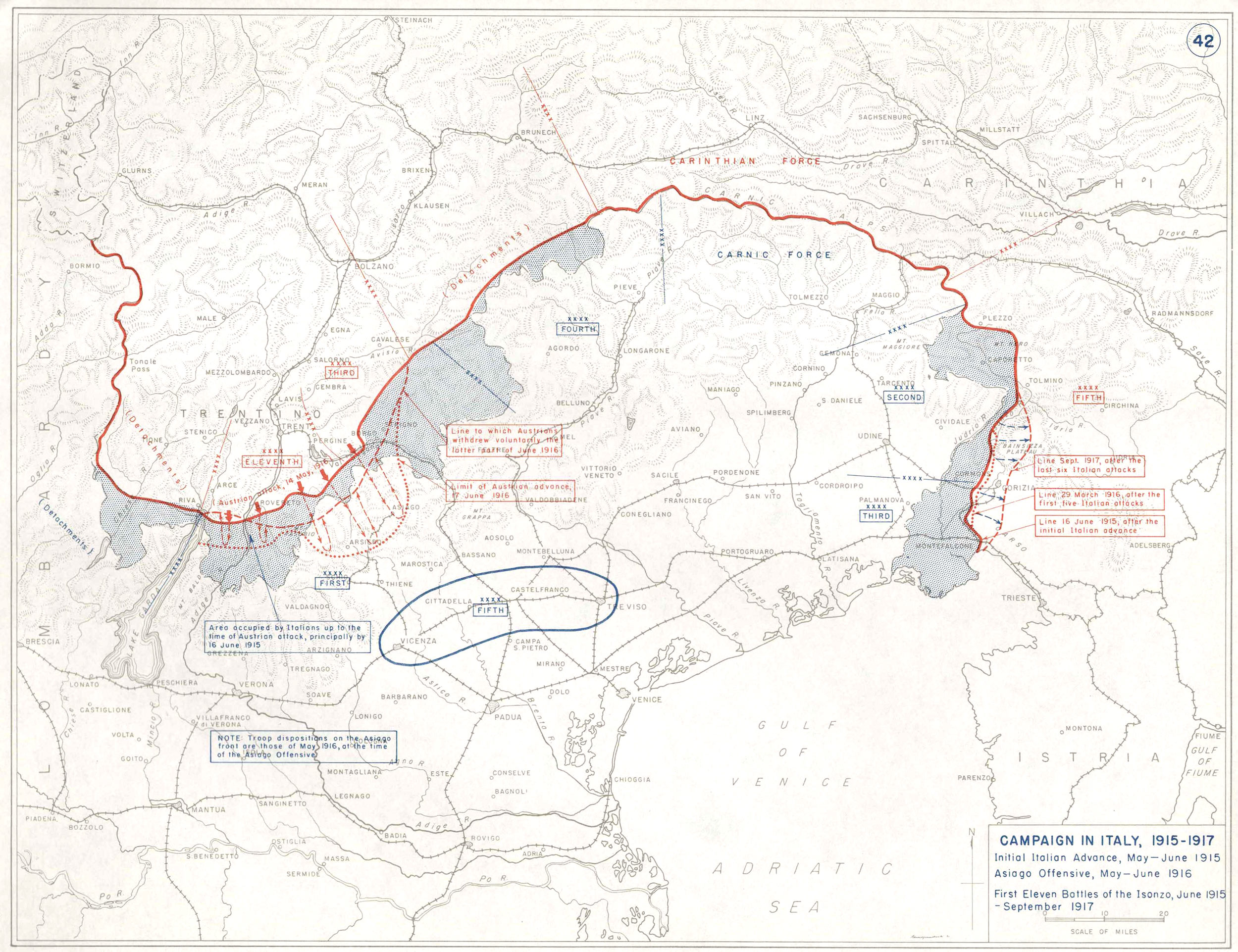 Campagna in Italia, 1915-1917