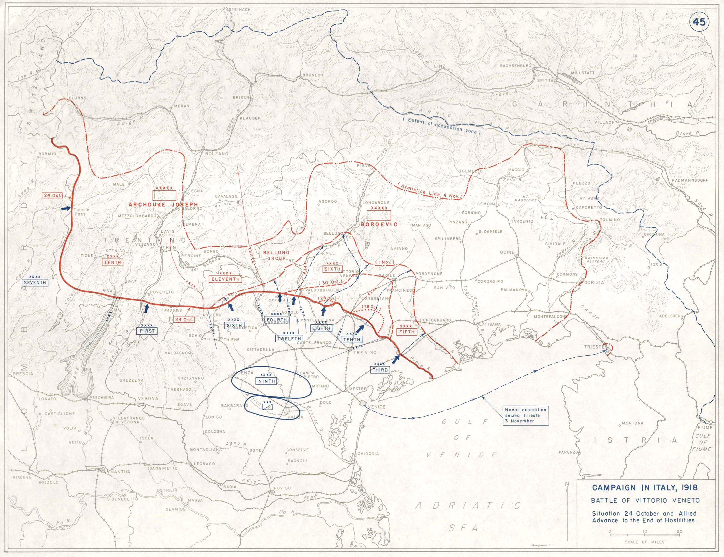 Campagna in Italia, 1918. La battaglia di Vittorio Veneto.